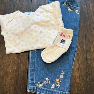 Infant Floral Jeans Set
